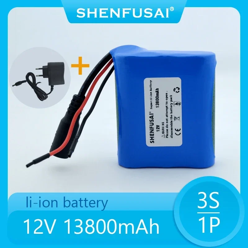 

100%.New.12V.13800 mAh.3S1P.Batterie Au Lithium.18650.Batterie Au Lithium Pack Protection Conseil Rechargeable.1A Chargeur.