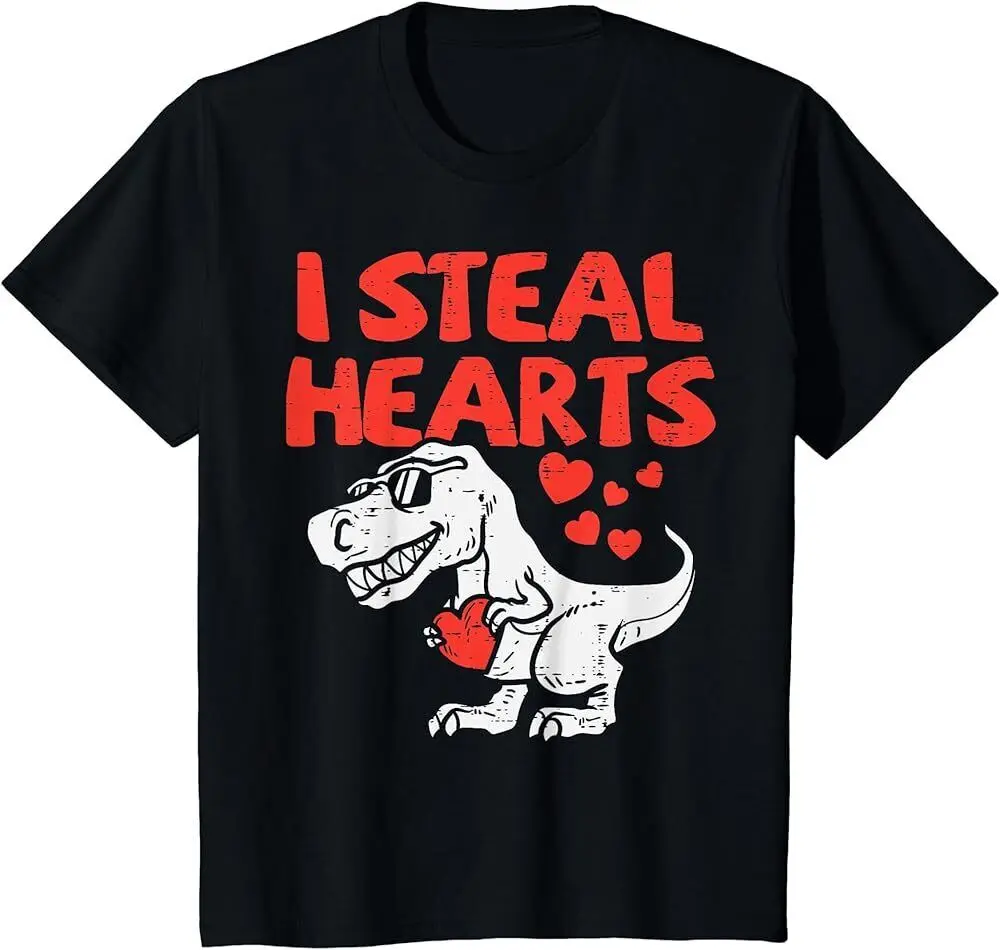 I Rubber Hearts Trex Dino San Valentino T-Shirt Maniche Lunghe O Corte