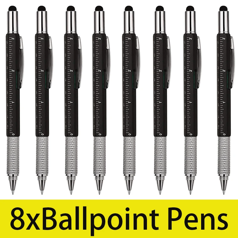 

8Pcs Unique Gadget Stuffers Novelty Gifts 6 in 1 Pens Multitool Pen Construction Tools Office Supplies DIY Gifts for Dad