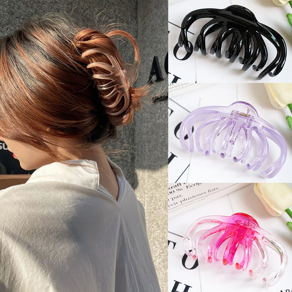 

Korean Women Girls Plastic Hair Claws Hair Clips Headwear Large Size Hairpin Crab Barrette Fashion Ornament Hair Accessories