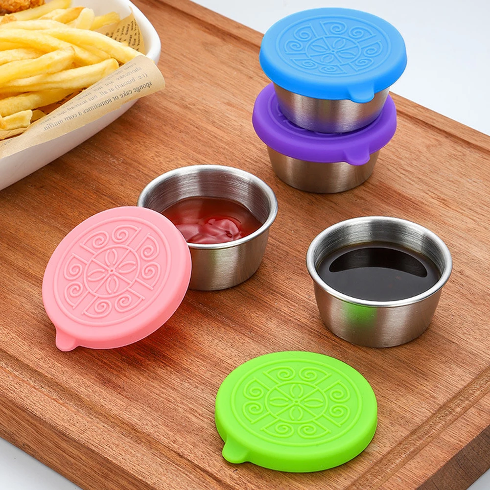 Salad Container 304 Stainless Steel Small Kids Lunch Containers Box Camping Outdoor Sauce Dispenser Condiment Lids Leakproof