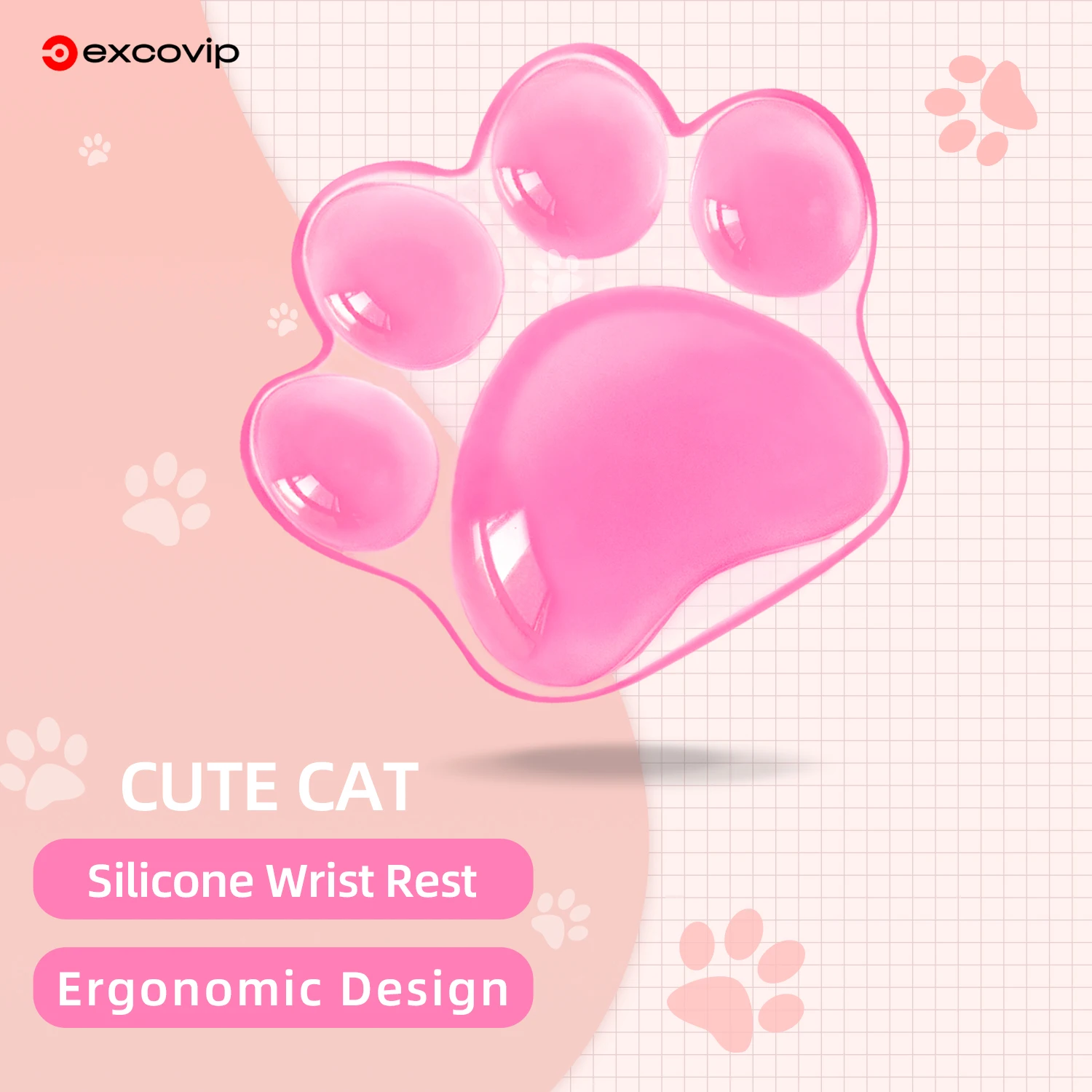Ergonomic Silicone Cat Paw Mouse Wrist Rest Cushion - Soft Pain Relief Support