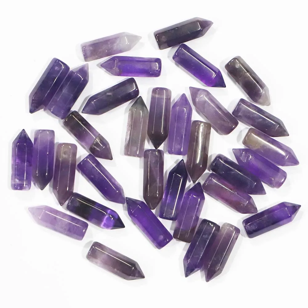 Selling Natural Stone Hexagonal Pillar Necklace Pendant Reiki Charms Ornament Jewelry Earrings Accessorie Making Wholesale 30Pcs