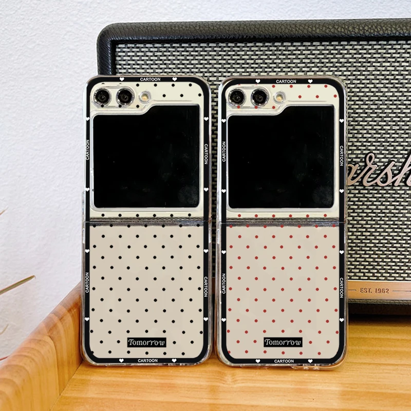 Chic Korean Polka Dot Clear Hard Folding Phone Case - Fresh & Lovely Design
