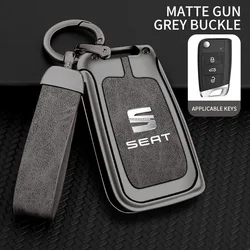 Premium Alloy Leather Car Remote Key Protection Cover - Sleek and Durable Design (B - gun grey ring)