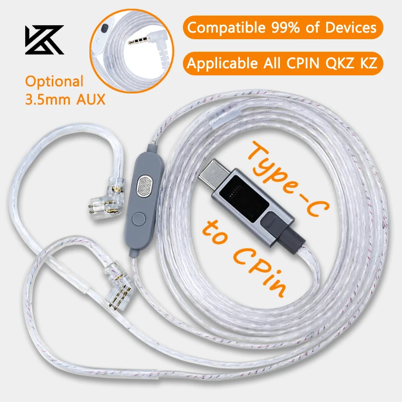 KZ M2 Earphone Silver Type-C/3.5mm Upgrade Cables DAC Digital
