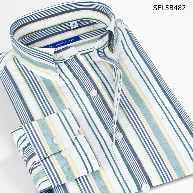 

Smart Five Men Shirt Striped Long Sleeve Camisas Hawaiana Para Hombre Casual Fashion Shirts For Male Clothing 100% Cotton