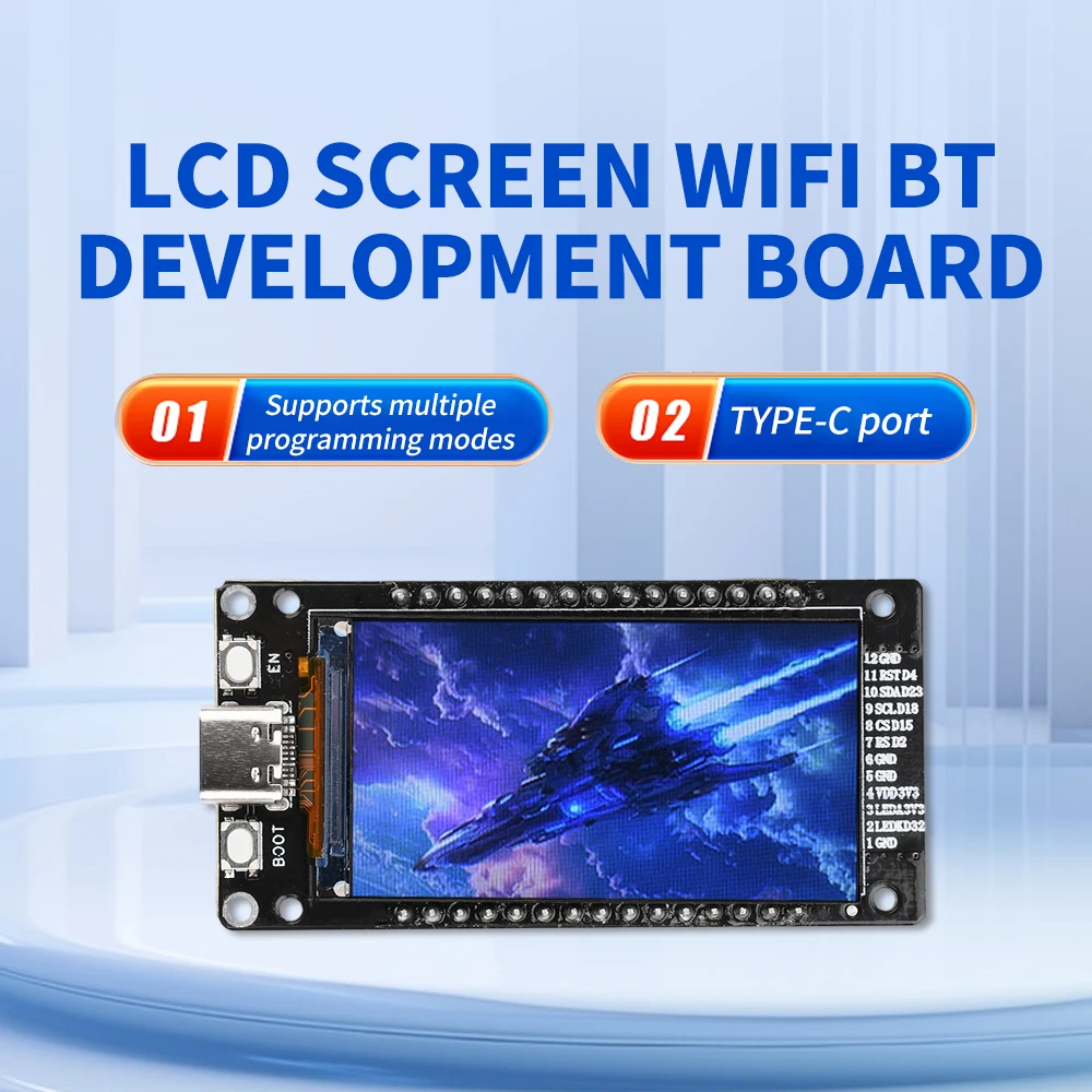 ESP32 1,9-Zoll-LCD-Bildschirm Wifi BT Entwicklungsboard Onboard ESP32 Modul Typ-C – Detail 3
