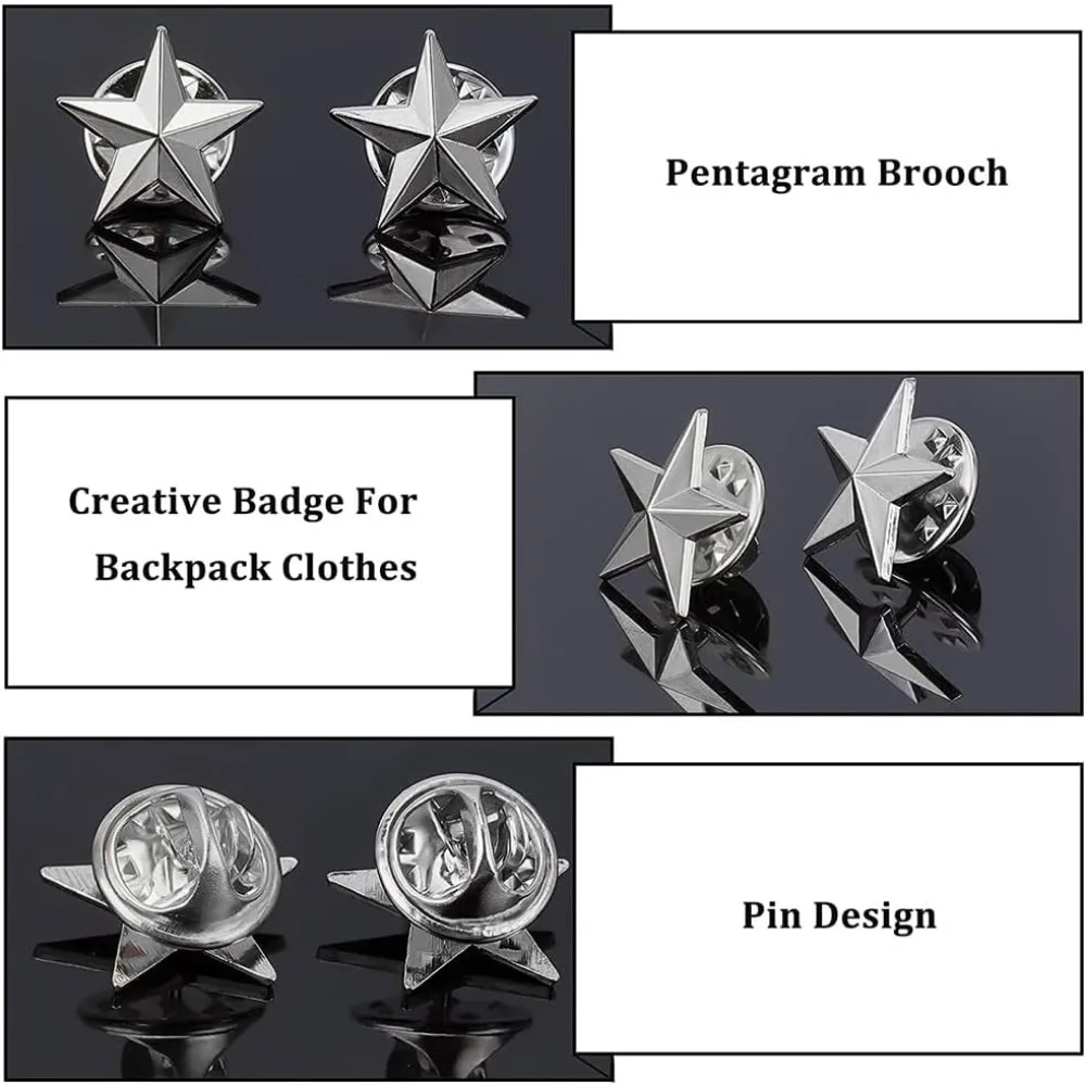 24Pcs Platinum Star Badge Lapel Pin Pentagram Alloy Brooch Pin Veterans Day Star Pin Military Award Pins Labor Day 4th of July 4