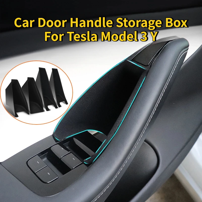 For Tesla Model 3/3 Highland Y/Y Juniper Car Side Door Handle Storage Box ABS/Fl