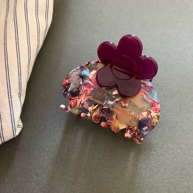 2025 Luxus Medium Acetat Haar Kralle Clip für Frauen Blumen Kralle Clip Mädchen niedlichen Leoparden muster Haars pange Blume Haarnadel Zubehör – Detail 4