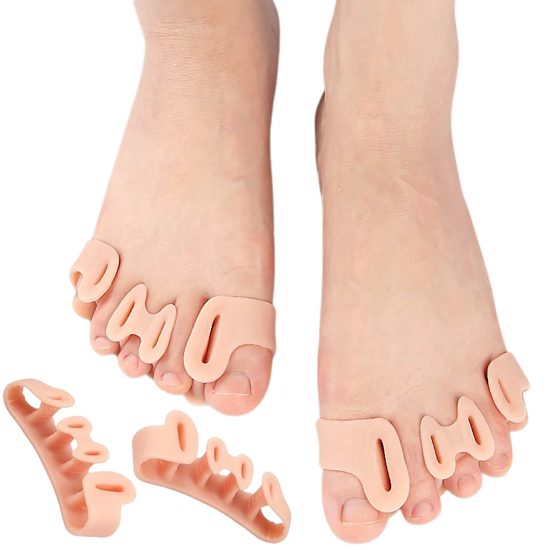 4pieces=2pairs Gel Hammer Toe Corrector Splitter Foot Care Silicone Bunion Pain Relieve Orthosis Hallux Valgus Protector Pads