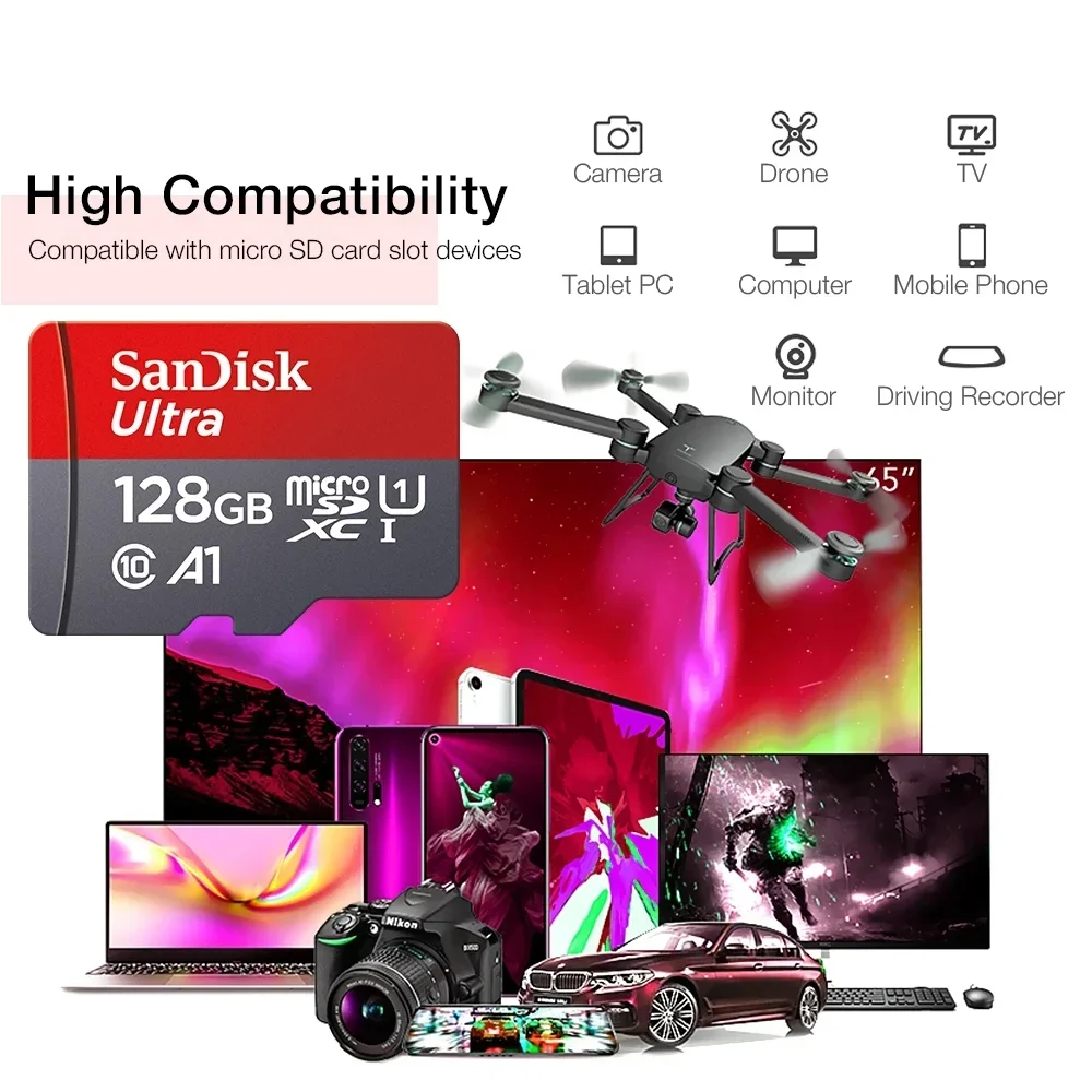 SanDisk Ultra microSDXC UHS-I Memory Card 1TB 512GB 256GB Up to 150MB/s C10  U1 Full HD A1 Micro SD Card 32GB 64GB 128GB TF Card - AliExpress