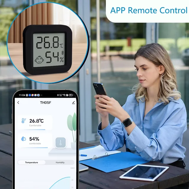 Tuya Temperature Humidity Sensor Remote Monitoring Bluetooth-Compatible 5.0 APP Via Smart Life for Smart Home Work with  Alexa 3