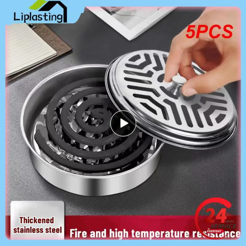 

5PCS Mosquito Incense Tray Prevent Scalding Mosquito Coil Stainless Steel Mosquito-repellent Incense Prevention Control Supplies
