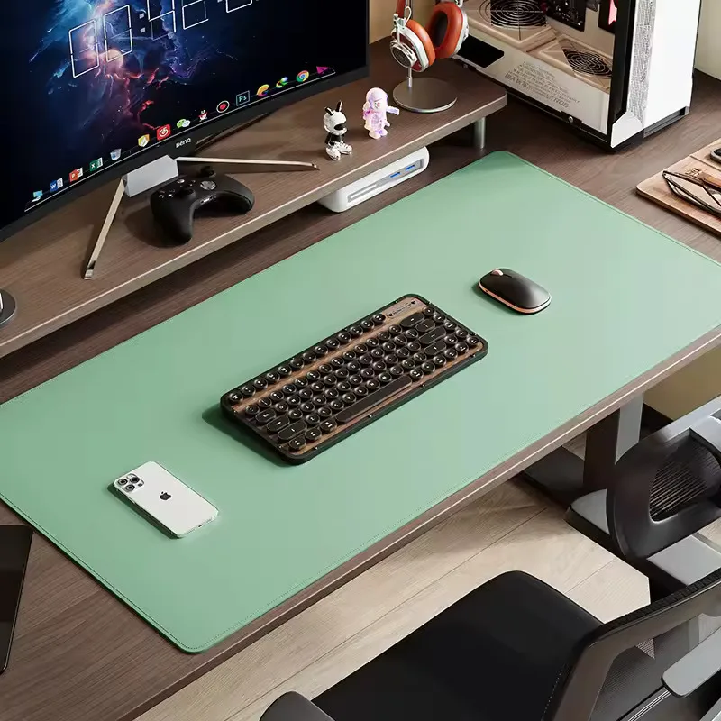 Elegant Leather Desk Protector with Stitched Edges and Non-Slip Base