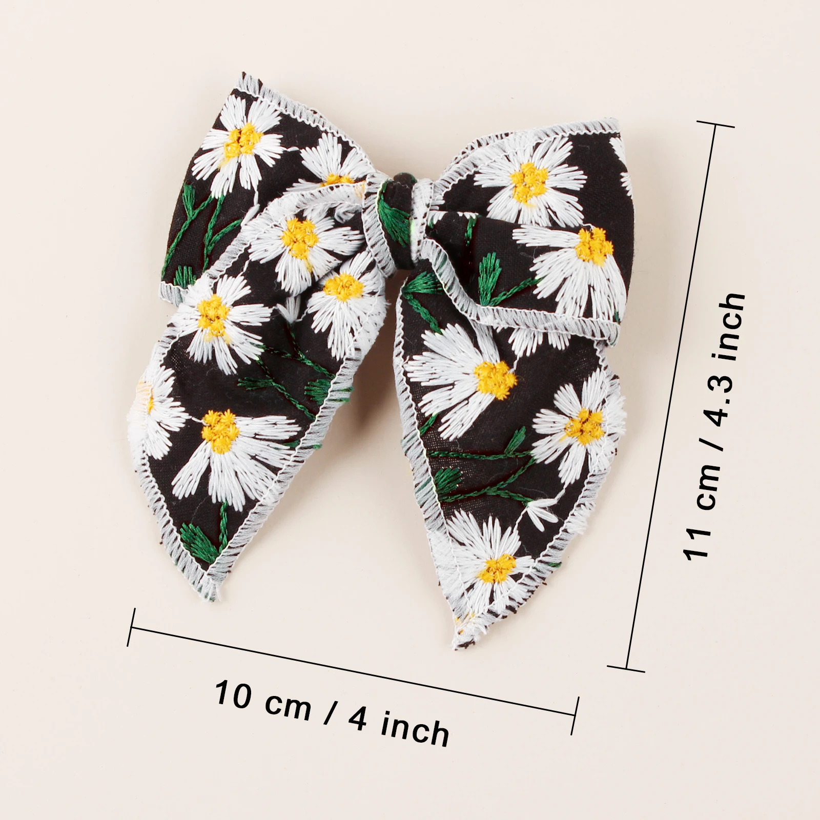 2pcs Kids Flowers Embroidery Large Bow Hair Clips Girls Daily Ponytail Decor Barrettes Children Party Fashion Hair Accessories 6
