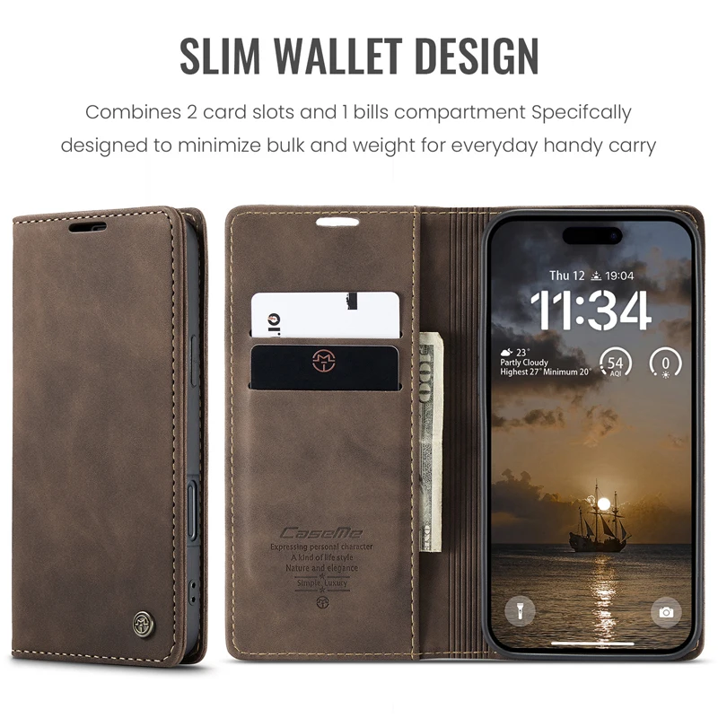 Luxury Flip Retro PU Leather Wallet Case with Card Slots and Drop Protection