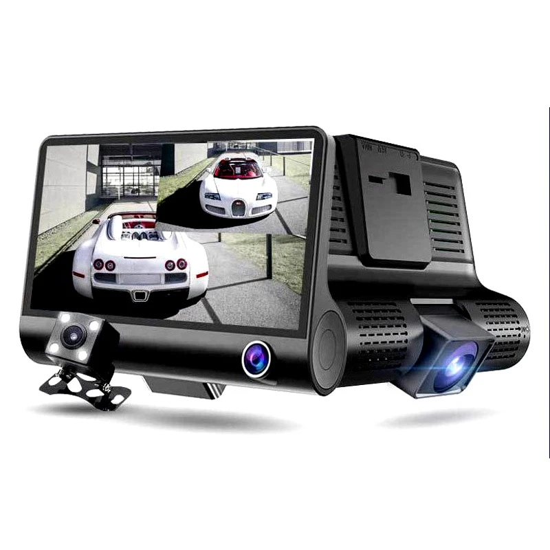 

Автомобильный видеорегистратор с 3 камерами, 4,0 дюйма, FHD 1080P, ночное видение