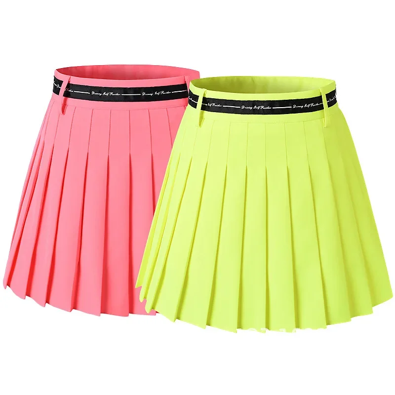 

2023 Golf Skort Women Korean Pleated Skirt High Waist With Inner Shorts Safe Girl Tennis Skirts Gym Running Sports Fitness Skort