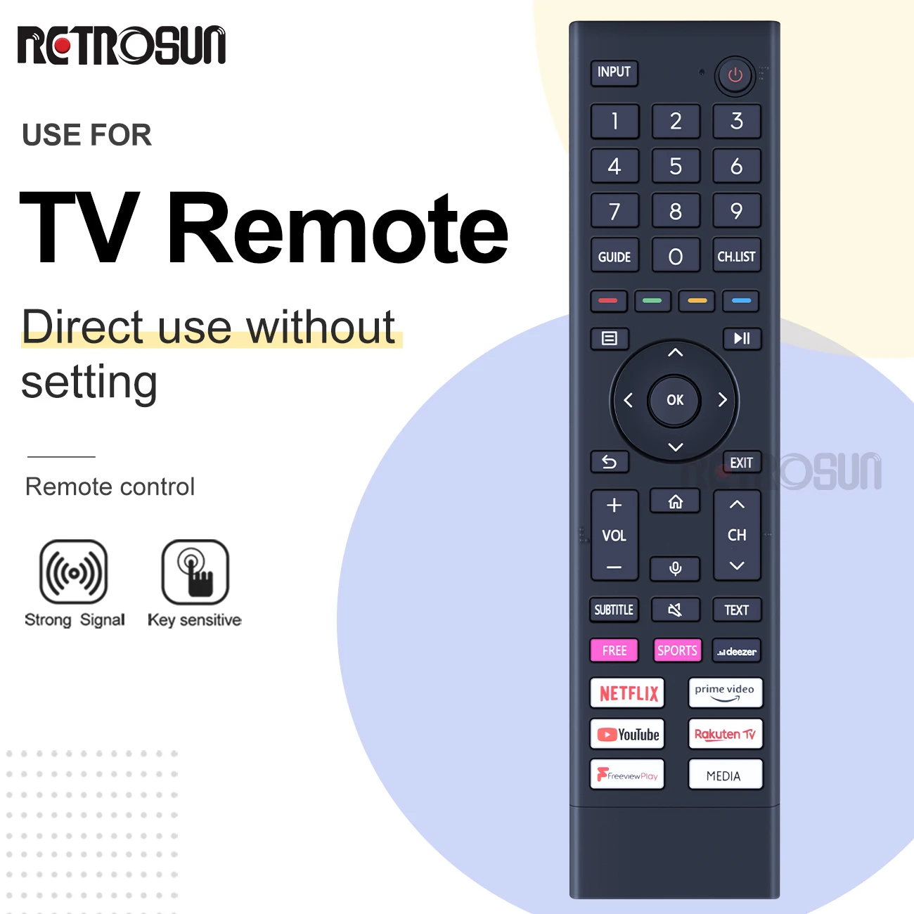 Replacement Remote Control For Hisense A6G TV Series (43"/55"/65"/70"/75") – With Pointer Function