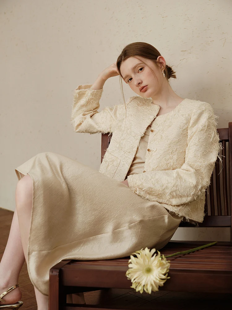 Fsle-女性のための短いスタイルの小さな香りのジャケット、中国