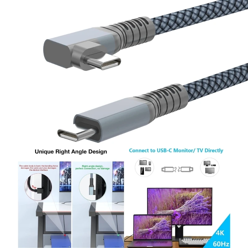 USB C Cable, USB C 3.2 Type to Type Cable, 240W 5A Fast Braided Cable for Mac Book, S20, T7 H8WD