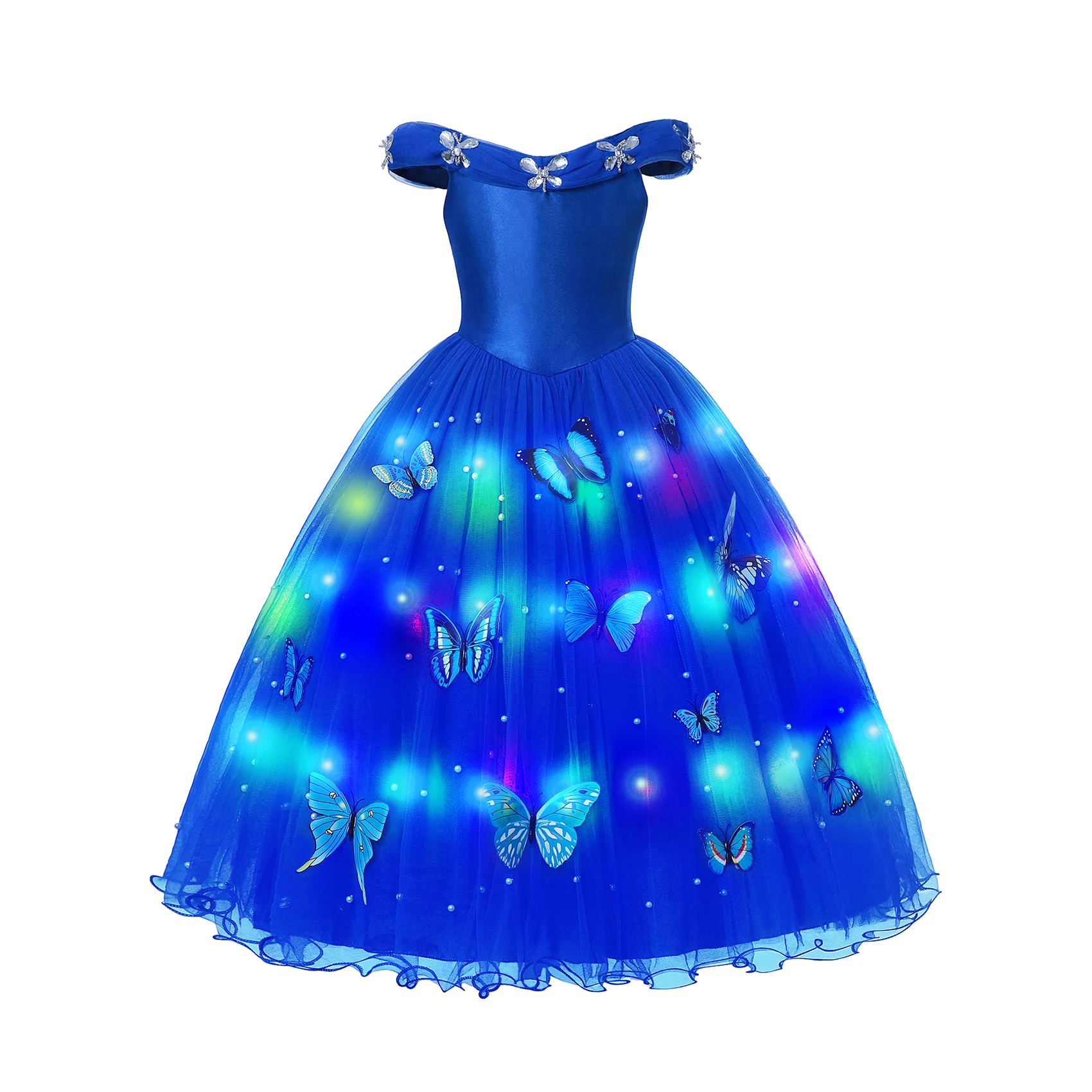 thumbnail image 1 of Vestido de princesa con luz LED de Disney para niña, Elsa, Anna, Aurora, ropa de fiesta de cumpleaños para niño, disfraz de Cenicienta y Frozen, 1 of 5