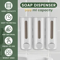 500ml ติดผนังห้องน้ําเครื่องจ่ายสบู่เหลวสามหัวเครื่องจ่ายสบู่เหลวพร้อมหน้าต่างที่ชัดเจนสําหรับ Home Hotel SPA ใช้ 3