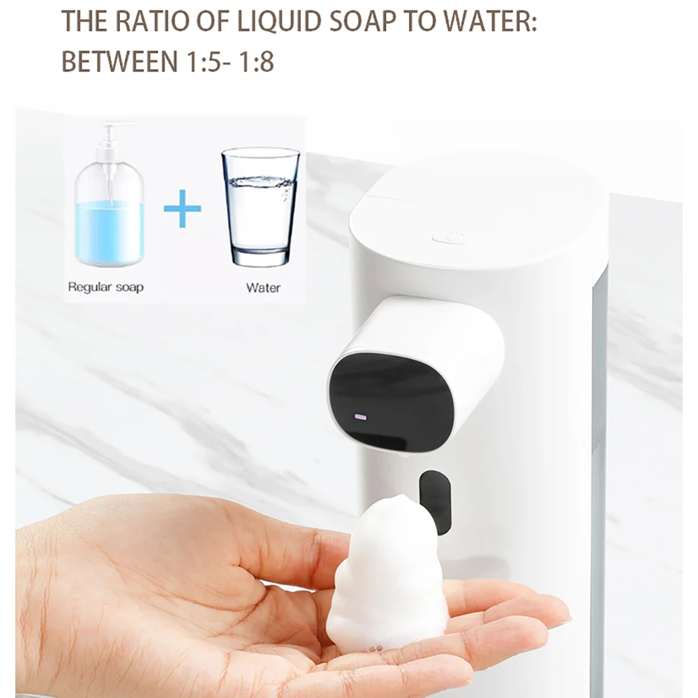 Soap Dispenser Soap Pump Soap Dispenser Head Wall Mounted Dispenser Automatic Soap Dispenser 300ml USB Rechargeable Contact-free Home Infrared Induction Antibacterial Hand Soap Lathering Machine