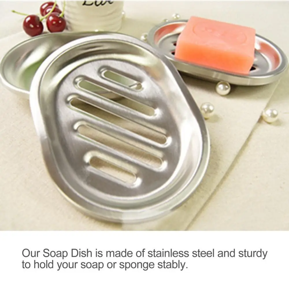 Fashion Stainless Steel Soap Dish Double Layer Drainable Storage Rack Soap Container Tray Bathroom Kitchen Sink Organizer