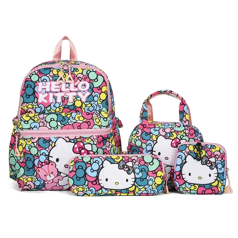 4pcs Sanrio hello kitty kuromi school bag cartoon backpack student backpack fashion cartoon pencil case shoulder messenger bag 5