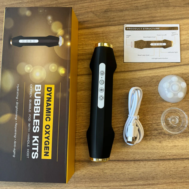 Portable 360 Degree Rotating Oxygen Bubble Pen CO2 Pods Bubble Skin Rejuvenation and Firming Oxygen Facial Machine Facial Bubble Pen