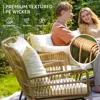 7 Piece Boho Patio Furniture Sets with Egg Chair, Small Outdoor Bistro Chair Conversation Sofa Set w/Coffee Table & Ice Bucket 2