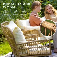 7 Piece Boho Patio Furniture Sets with Egg Chair, Small Outdoor Bistro Chair Conversation Sofa Set w/Coffee Table & Ice Bucket 2