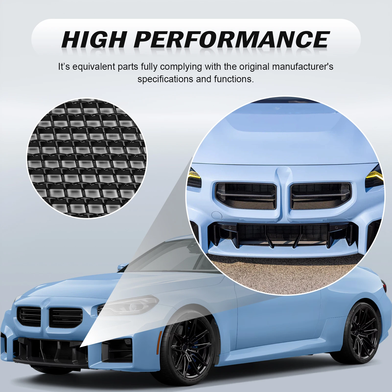 3개 앞 하단 범퍼 그릴 메쉬 커버 센터 레이싱 그릴 곤충 방지망 BMW M2 G87 2023-2025용