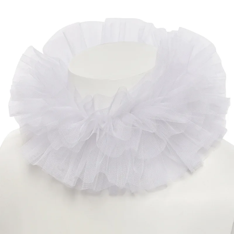 

Кружевной воротник с оборками в викторианском стиле ретро, искусственный воротник в средневековом стиле мечтательного стиля, воротник клоуна, тюлевый чокер, реквизит для косплея