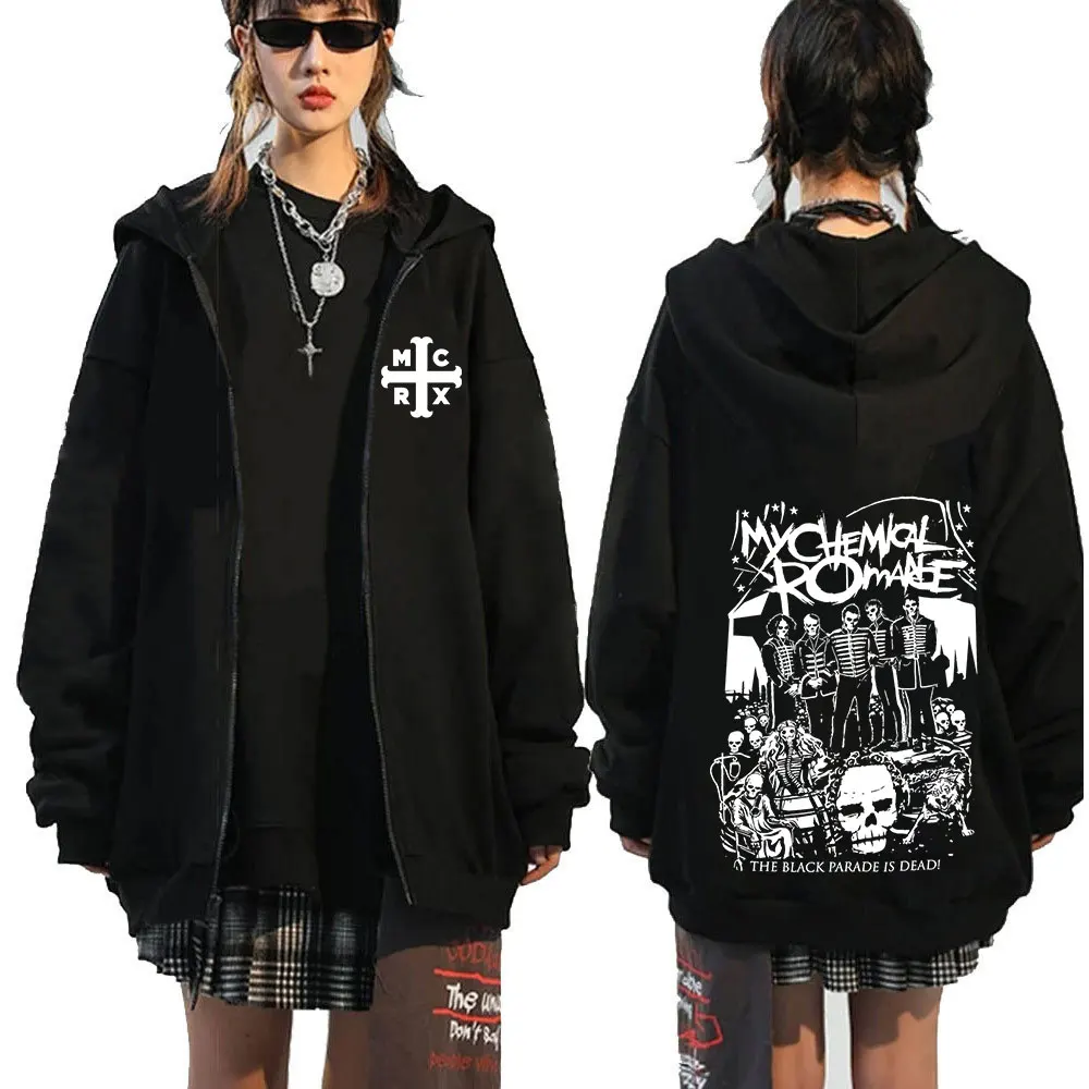 Sudadera con capucha de Rock Band My Chemical Romance Mcr Dead para hombre, sudadera con cremallera negra, Punk Emo, abrigos Vintage de moda