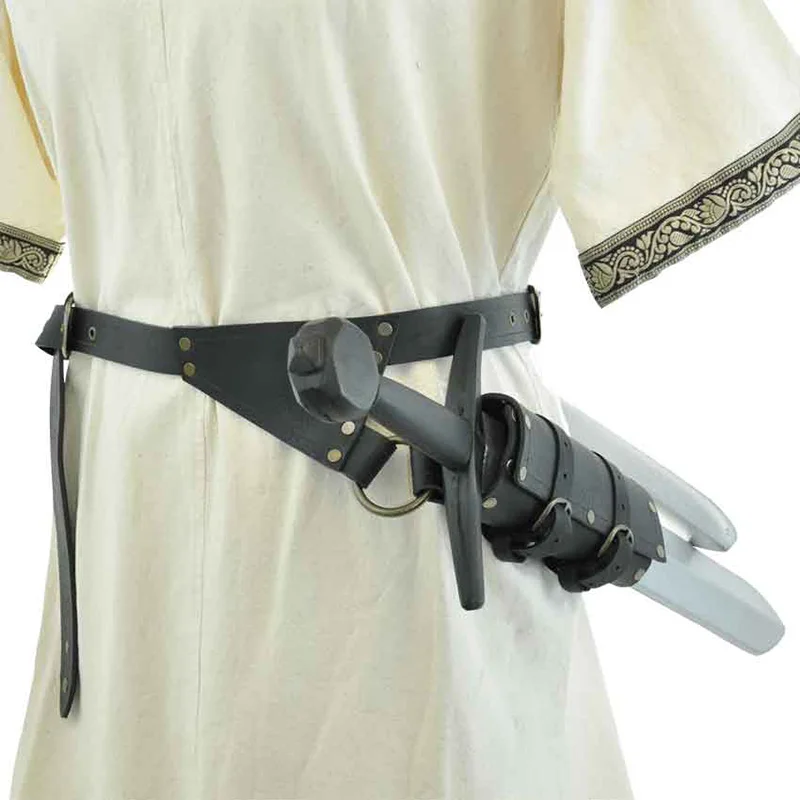 Cintura Medievale Vichinga In Ecopelle Con Marsupio, Porta Pozione E Porta Spada – Set Costume Per Cosplay, Fiere Rinascimentali E LARP - 2