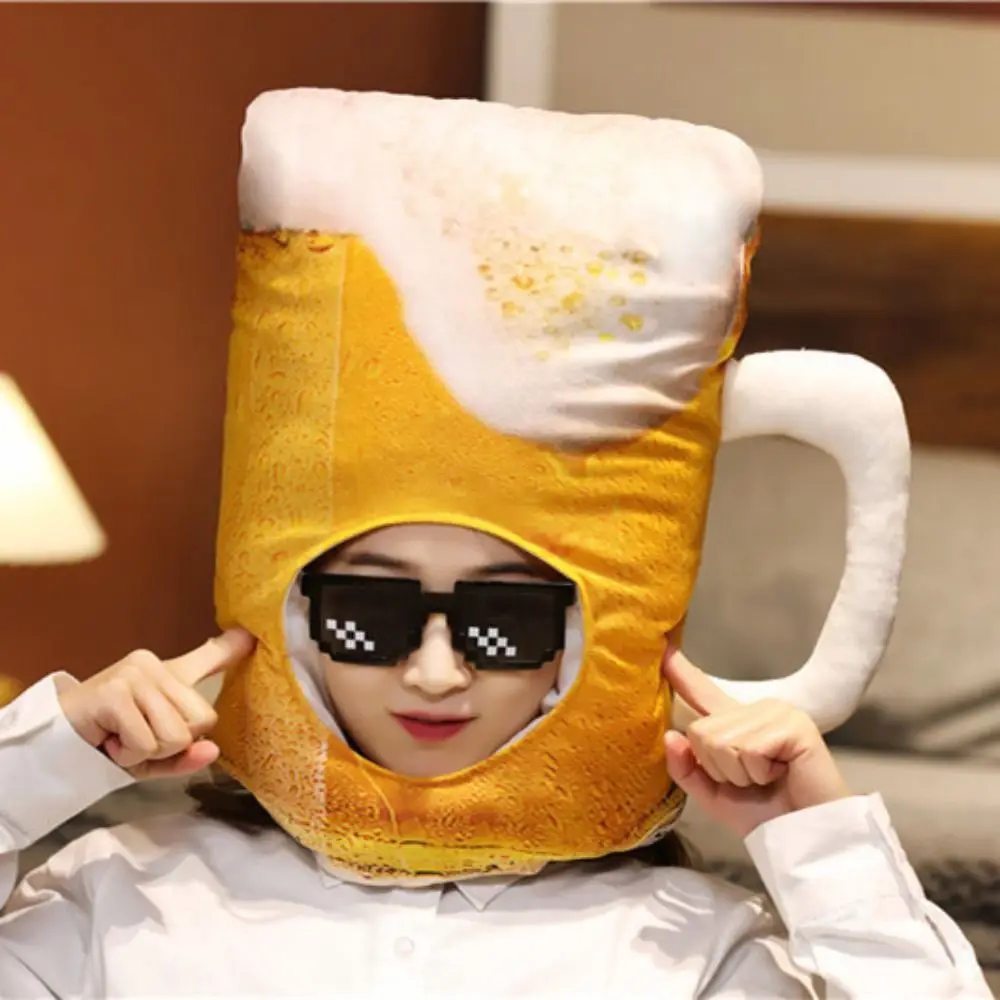 INS Plush Funny Beer Hat Soft Novelty Cute Beer Hat Photo Props Plush Cap Gifts
