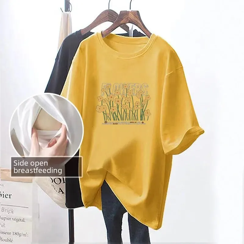 Short-Sleeve Breastfeeding Maternity Loose T-shirt