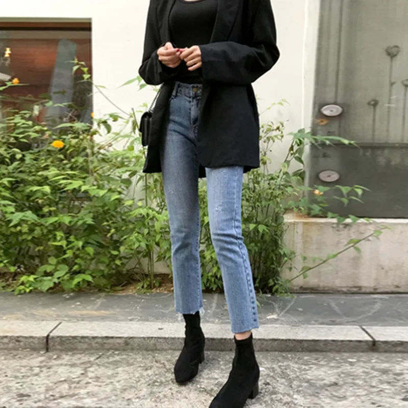 

2022 Autumn High-waisted Jeans Women's Pants Ankle Length y2k Streetwear Korean Fashion Cargo Pants Women Pantalon Vintage Mujer