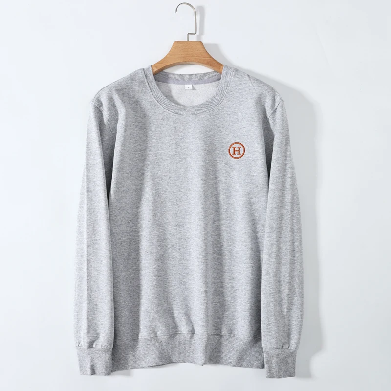 2025 Primavera e Autunno Coppia T-shirt in puro cotone T-shirt a maniche lunghe Donna Casual O-Collo T-shirt Casual Uomo e donna 3