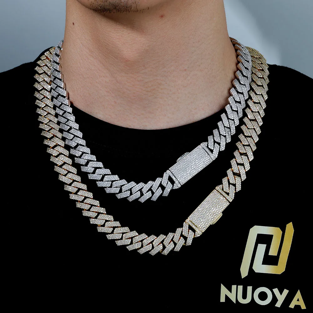 マイアミチェーン　キューバチェーン　ネックレス　モアサナイトS925 証明書付き マイアミチェーン キューバチェーン ネックレス モアサナイトS925 証明