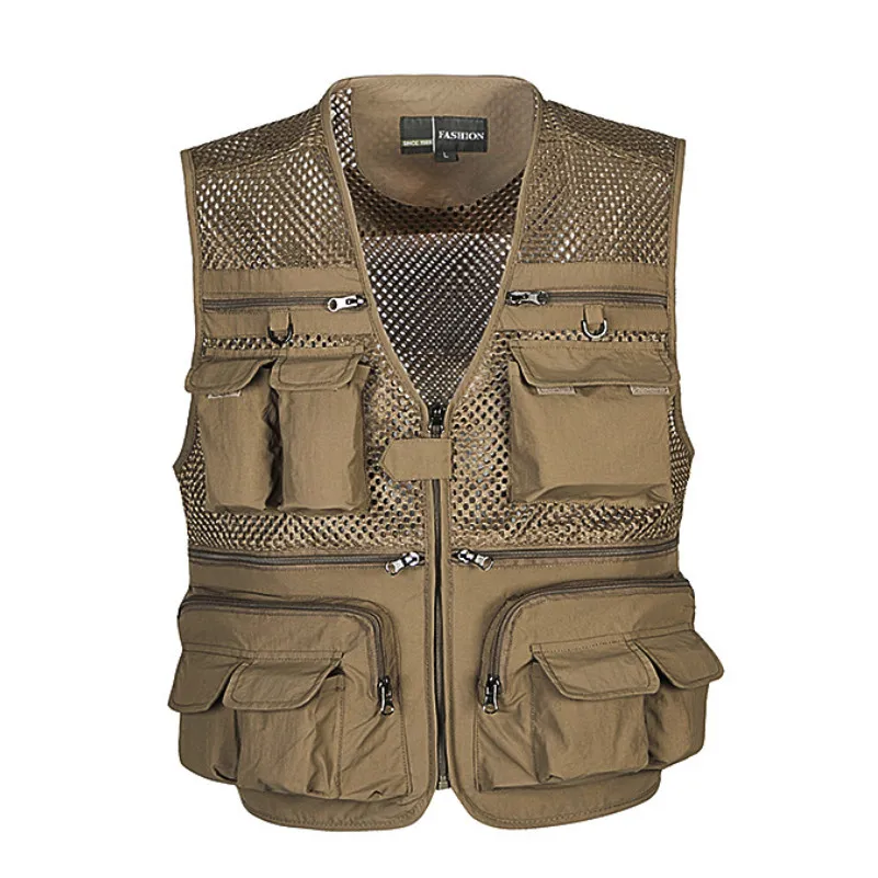 Scarico Gilet Da Uomo Tactical Webbed Gear Coat Summer Fotografo Gilet Tool Molte Tasche Mesh Work Giacca Senza Maniche Maschile
