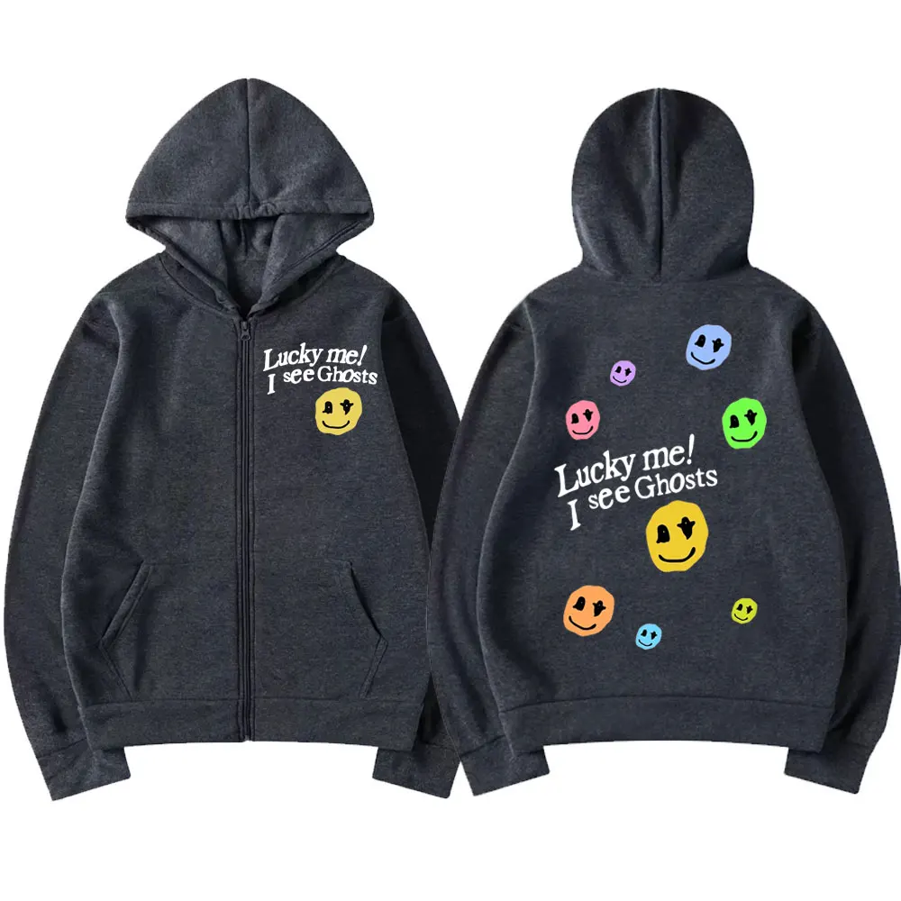 Hot Rapper Kanye West Print Zipper Hoodies Men's Women Fashion Aesthetics Zip Up Sweatshirts Street Trend Hip Hop Zip Pullovers