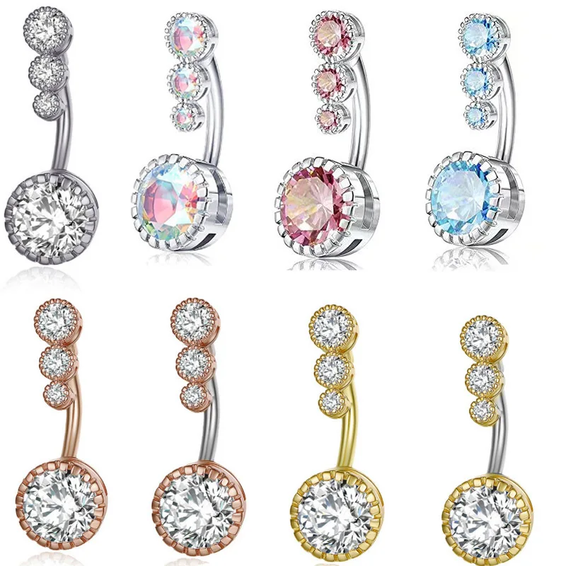 Steel Belly Button Rings 1PC Steel Belly Button Rings Crystal Piercing Navel Heart Style Navel Piercing Earring Belly Sexy Body Jewelry Ombligo