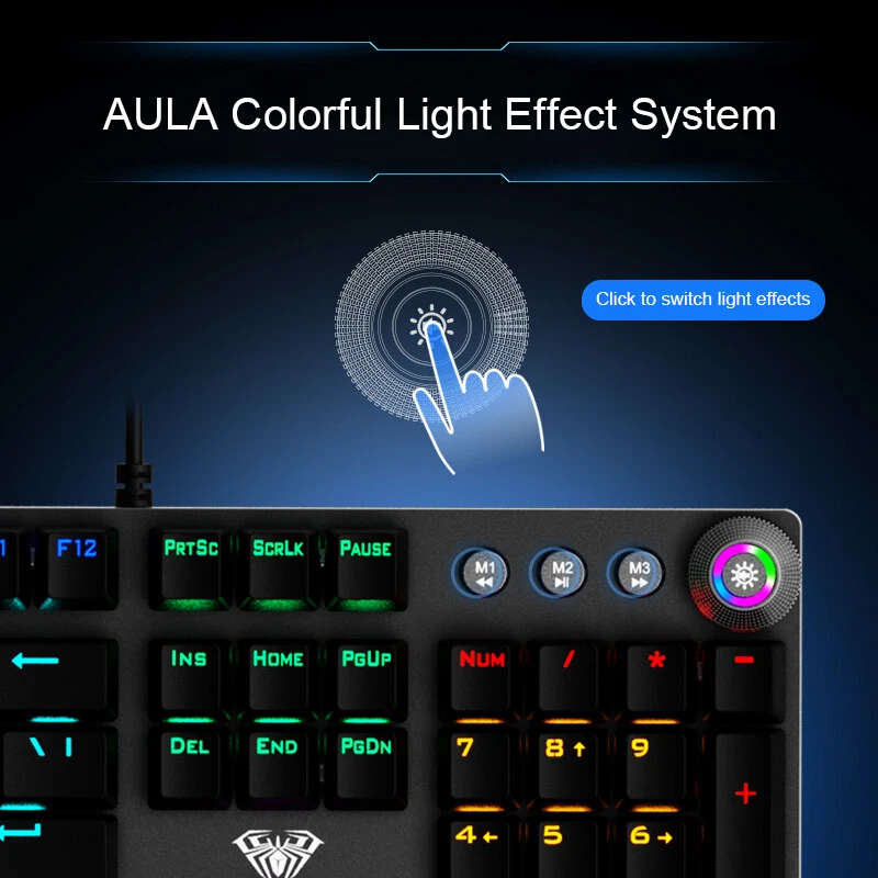 AULA F2088 기계식 키보드 레트로 펑크 104키 RGB 백라이트 유선 안티고스팅 마그네틱 손목 받침대 (PC/Mac용)
