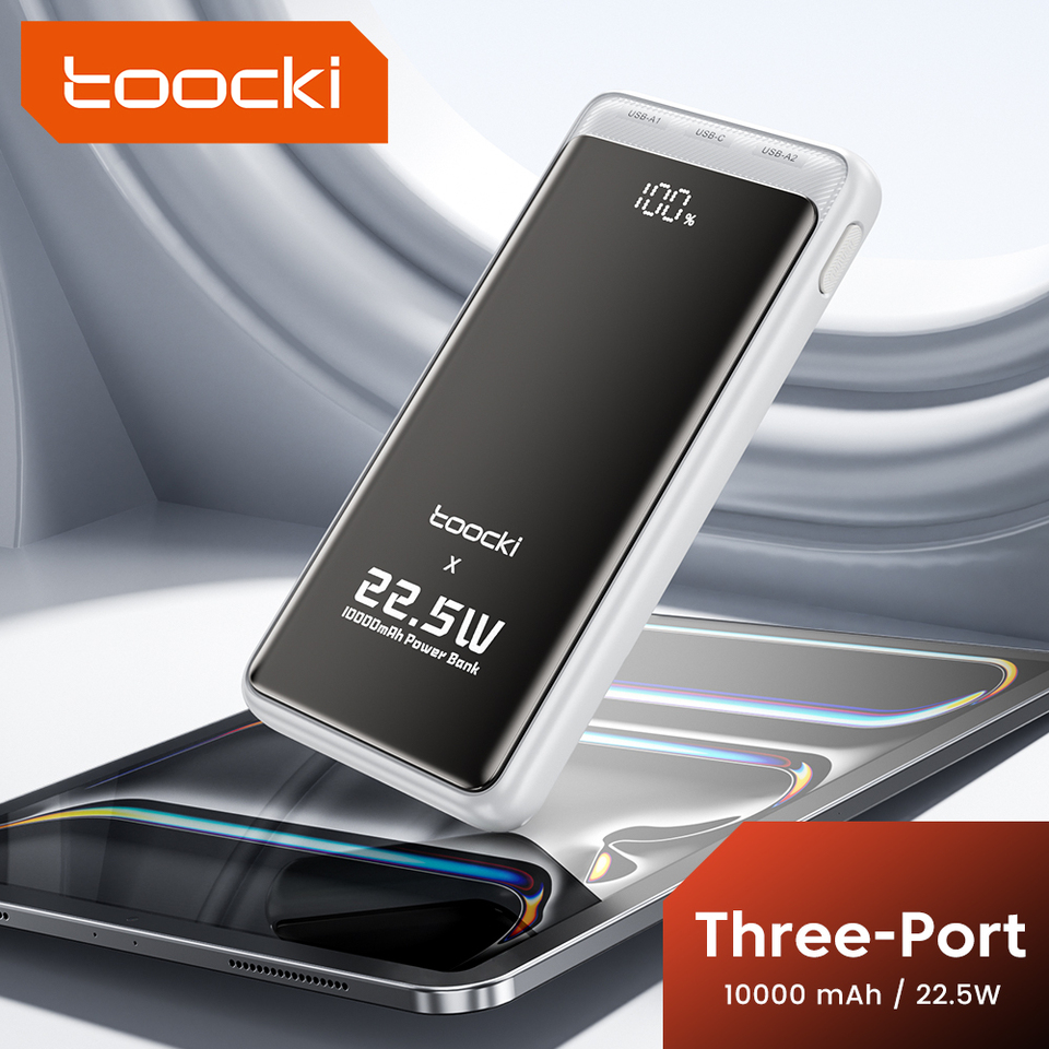 Toocki 10000mAh Power Bank 22.5W USB C PD Fast Charging Portable External Battery For iPhone16 15 Samsung Huawei Xiaomi iPad