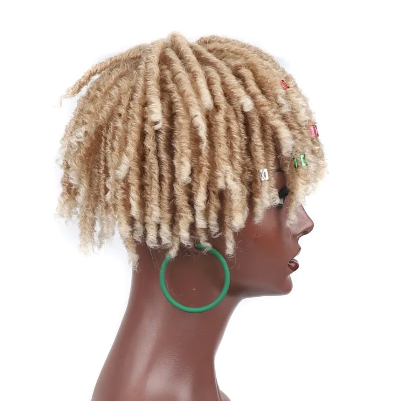 Synthetic Braided Hair Clip Braided Half Wig Locs Wig Soft Short Hollow Curly Braids Suitable for Men and Women